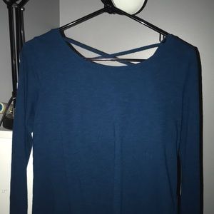 Navy blue backless long sleeve